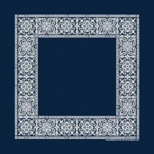 1 piece, Open Center - Square Paisley Bandana USA Made 100% Cotton, Navy Blue, 27" x 27"