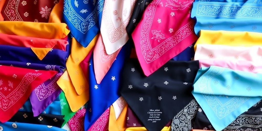 a bunch of multi colored paisley bandana