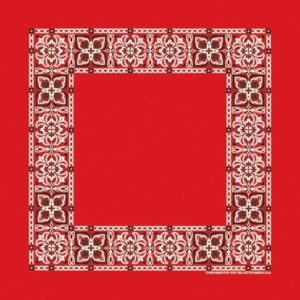 1 piece, Open Center - Square Paisley Bandana USA Made 100% Cotton, Red, 27" x 27"