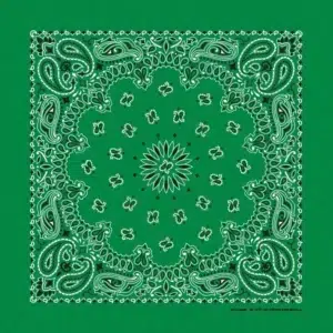 1 piece, Western Paisley Bandana - Made in USA 100% Cotton, Kelly Green, 22" x 22"