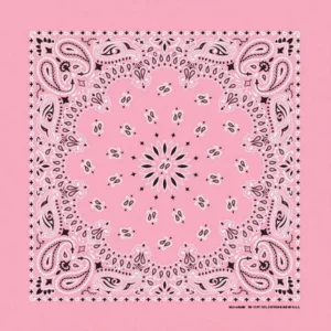 12 pieces, Western Paisley Bandana - Made in USA 100% Cotton, Light Pink, 22" x 22"