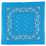 1 Piece, Square Floral Paisley Bandana, Double-Sided Print, Turquoise, 22 x 22″