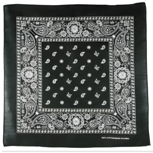 Black Square Floral Paisley Bandana - Single Piece 22x22