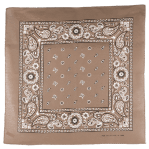 Dark Brown Square Floral Paisley Bandana - Single Piece 22x22