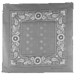 Dark Grey Square Floral Paisley Bandana - Single Piece 22x22