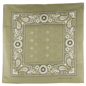 Khaki Square Floral Paisley Bandana - Single Piece 22x22