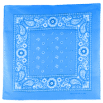 1 Piece, Square Floral Paisley Bandana, Double-Sided Print, Light Blue, 22 x 22″