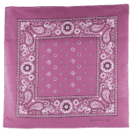 Light Pink Square Floral Paisley Bandana - Single Piece 22x22