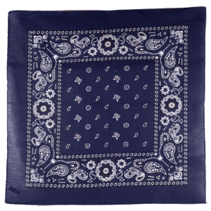 Navy Square Floral Paisley Bandana - Single Piece 22x22