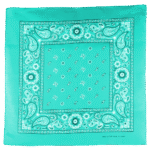 Turquoise Square Floral Paisley Bandana - Single Piece 22x22