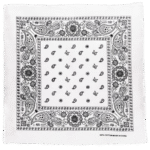 White Square Floral Paisley Bandana - Single Piece 22x22