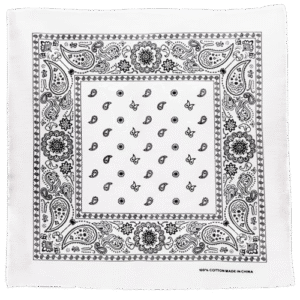 White Square Floral Paisley Bandana - Single Piece 22x22