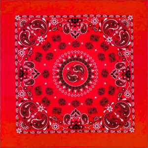 1 piece, Red Paisley Novelty Print Bandana, 100% Cotton, Red, 27″ x 27″