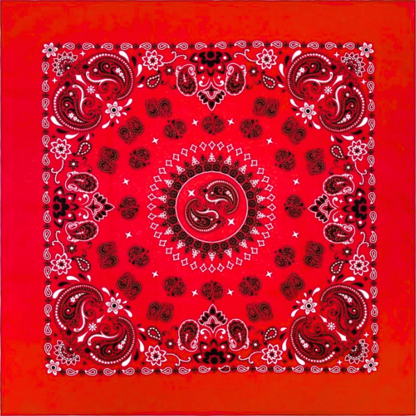 1 piece, Red Paisley Novelty Print Bandana, 100% Cotton, Red, 27″ x 27″
