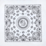 1 piece, White Paisley Novelty Print Bandana, 100% Cotton, White, 27″ x 27″