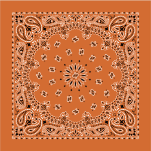 1 piece, Western Paisley Bandana – Made in USA 100% Cotton, Burnt Orange, 22″ x 22″