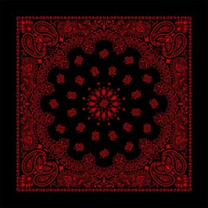 1 piece, CM Western Paisley Bandanas in Bulk Imported 100% cotton, Red on Black, 27" x 27"