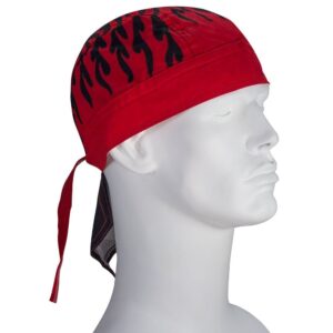 Premium Red Flames Doo Rag - 1 piece