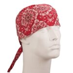 Paisley Squares Head Wrap - 100% Cotton - Imported - Red, 1 piece