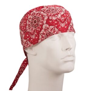 Paisley Squares Head Wrap - 100% Cotton - Imported - Red, 1 piece