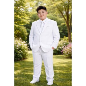 NEW Boys First Holy Communion Suit - White 5 Piece w/Garment Bag - Size 14H