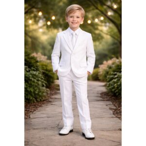 NEW Boys First Holy Communion Suit - White 5 Piece w/Garment Bag - Size 7