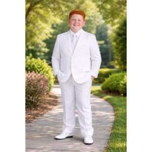 NEW Boys First Holy Communion Suit - White 5 Piece w/Garment Bag - Size 16H