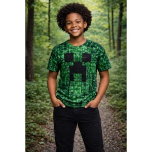 NEW Kids Minecraft Graphic Short Sleeve T-Shirt Size XL Crew Neck Polyester
