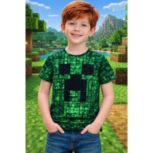 NEW Kids Minecraft Graphic Short Sleeve T-Shirt Size Small Crew Neck Polyester