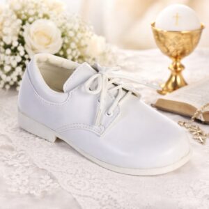 NEW Boy's Communion Dress Shoe - White/Matte Lace Up - Size 3