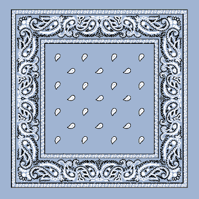 12pcs Light Blue Paisley Handkerchiefs - Dozen Packed 22x22
