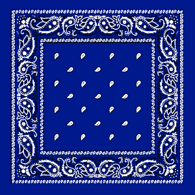 600pcs Royal Blue Blue Paisley Handkerchiefs - Case - 50 Dozen 22x22