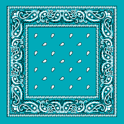 12pcs Turquoise Classic Paisley Handkerchiefs - Imported - 100% cotton