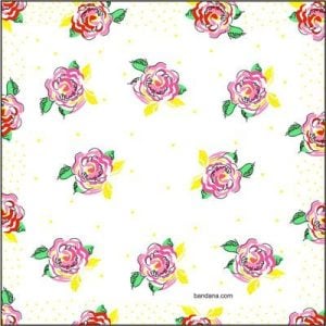 Ladies Floral Handkerchief - A - Light Pink - Yellow - Red - 12x12