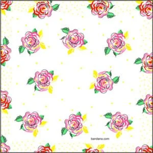 Ladies Floral Handkerchief - A - Light Pink - Yellow - Red - 12x12