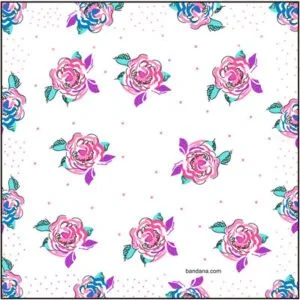 Ladies Floral Handkerchief - F - Pink Purple Turqouise - 12x12