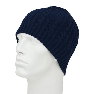 Womens Cable Knit Beanie - Ribbed Trim - Acrylic - Imported