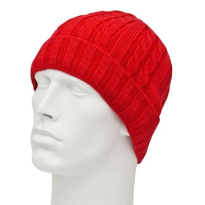 1pc Womens Red Cable Knit Hat - Cuffed - Acrylic - Single 1pc - Imported