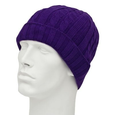 Womens Purple Cable Knit HATs - Cuffed - Acrylic - Dozen Packed - Imported