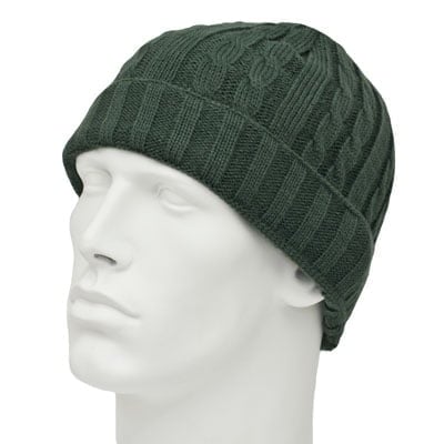 Womens Olive Cable Knit HAT - Cuffed - Acrylic - Single Piece - Imported