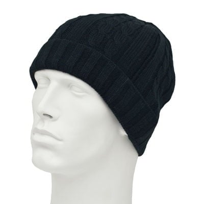 Womens Dark Gray Cable Knit HAT - Cuffed - Acrylic - Single Piece - Imported