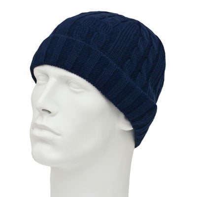 Womens Navy Cable Knit HAT - Cuffed - Acrylic - Single Piece - Imported