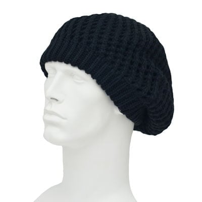 Womens Knit Beret - Ribbed Trim - Acrylic - Imported