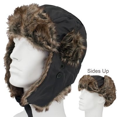 1pc Kelly Green Trapper Hat - Faux Fur - Heavy Duty Nylon - Waterproof - Single 1pc - Imported
