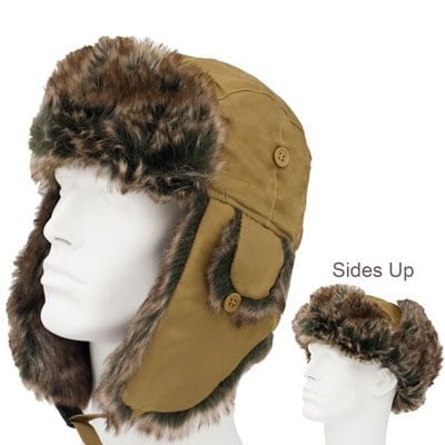 Camel Trapper HAT - Faux Fur - Heavy Duty Nylon - Waterproof - Single Piece - Imported