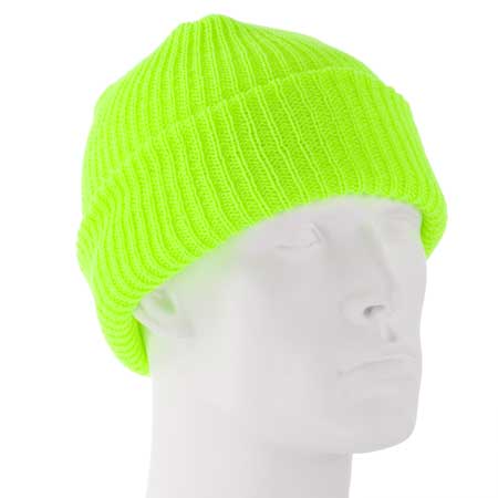 Value Knit - Flourecent Green Ski Hat - SINgle Piece - MADE IN USA