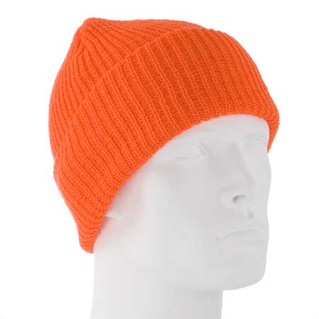 Value Knit - Blaze Orange Ski Hat - SINgle Piece - MADE IN USA