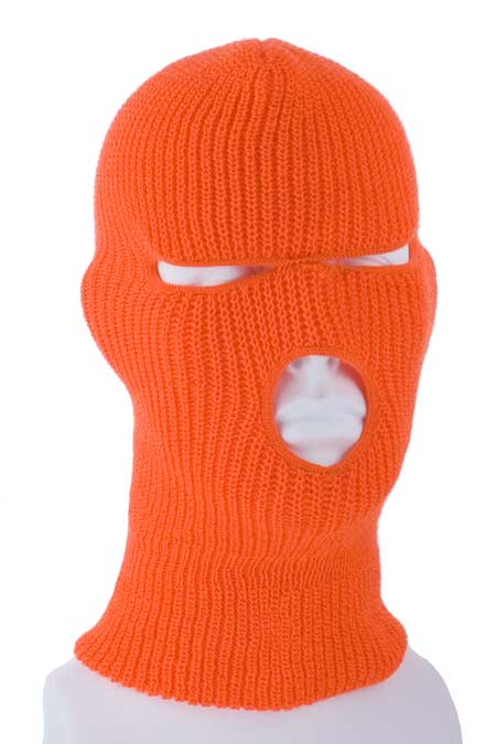 Value Knit - Blaze Orange Full Face Ski Mask - SINgle Piece - MADE IN USA