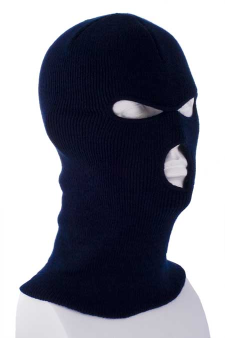 Value Knit - Navy Blue Full Face Ski Mask - SINgle Piece - MADE IN USA