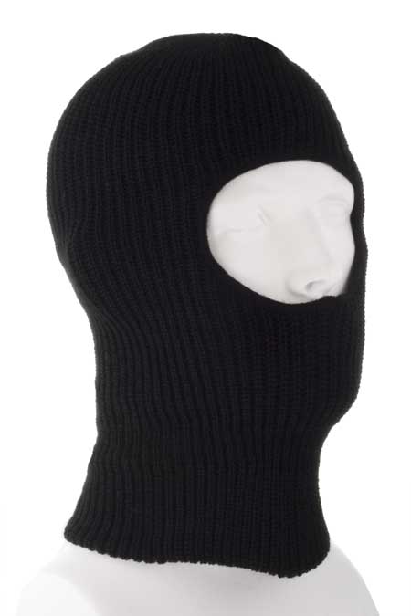 Value Knit - Black One Hole Facemask - SINgle Piece - MADE IN USA